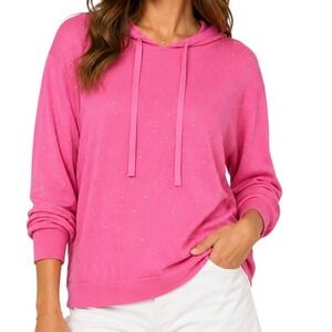 J Society New York‎ Pink Rhinestone Embellished Knit Hoodie Sweater Womens Small